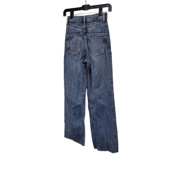 ZARA Wide Leg Jeans Size 0 Blue‎ Denim High Rise Raw Hem - Picture 7 of 9